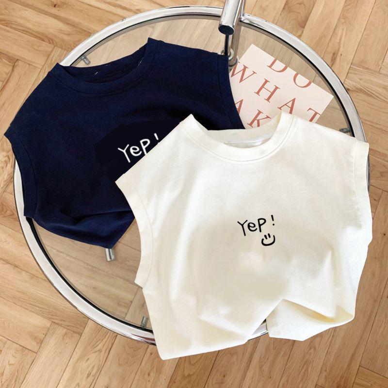 Casual Kidsren's Pure Cotton Kidsren's Baby Cute Sleeveless T-Shirt 2025 Boys and Girls Vest Tops Summer Trendy T-Shirt