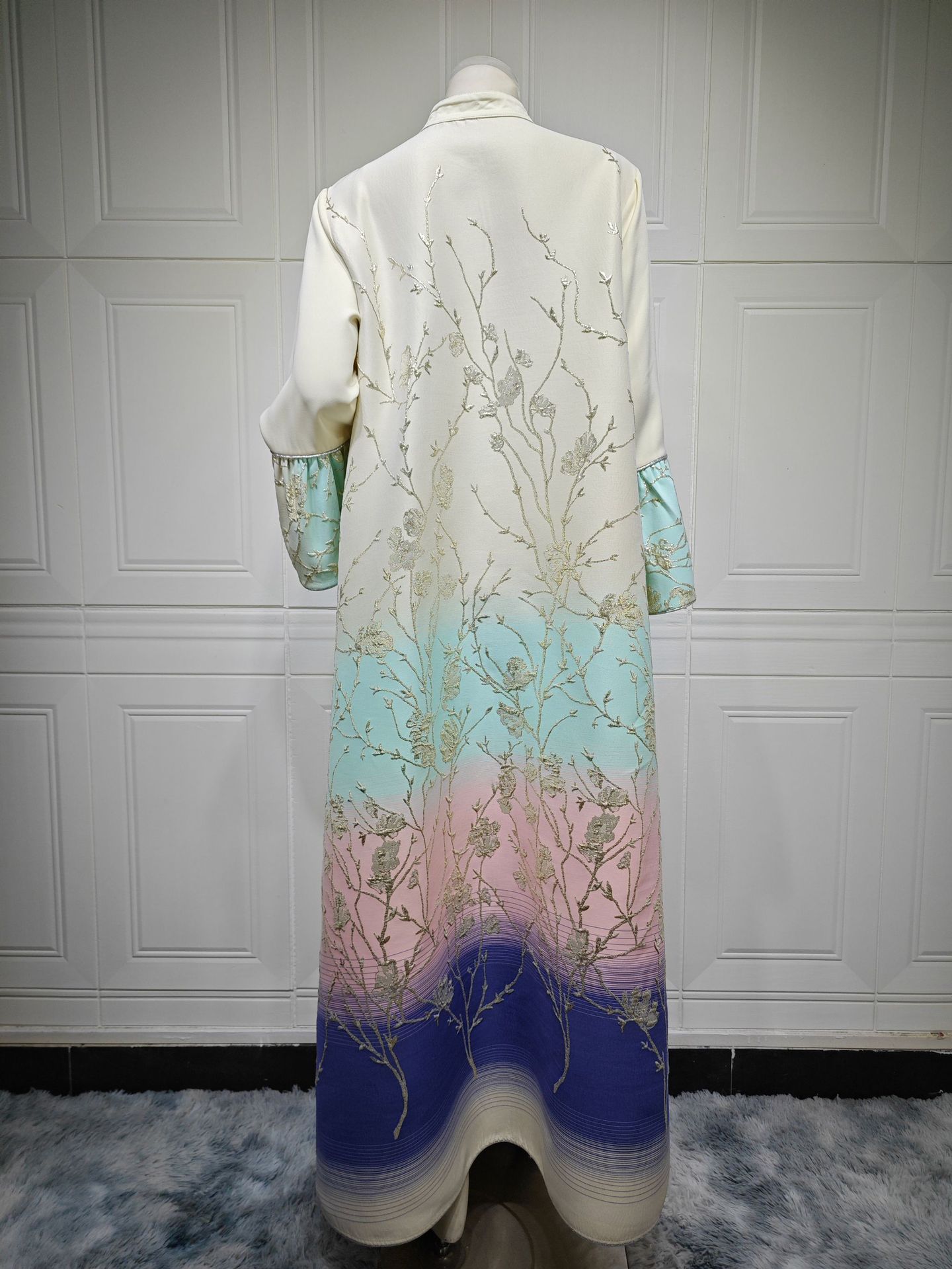 Picture of AB393 Muslim Women Arabian Dubai jalabiya Fashion Jacquard Gradient Robe Cross Border Women