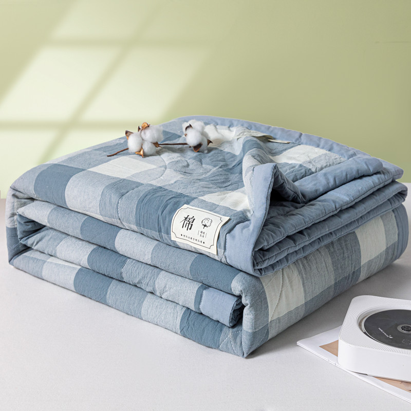 Picture of Class A Maternal and Infant Grade Xinjiang Cotton Summer Quilt Non-printed Wind-washed Cotton Summer Cool Quilt Plaid Air-conditioning Quilt Summer Thin Quilt