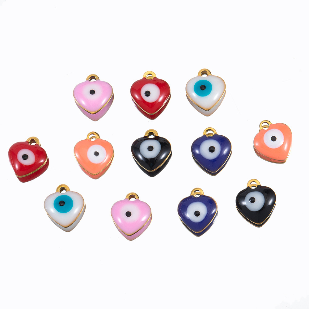Picture of 9 x 8mm stainless steel creative love drop oil eyes pendant bracelet necklace diy stainless steel jewelry accessories
