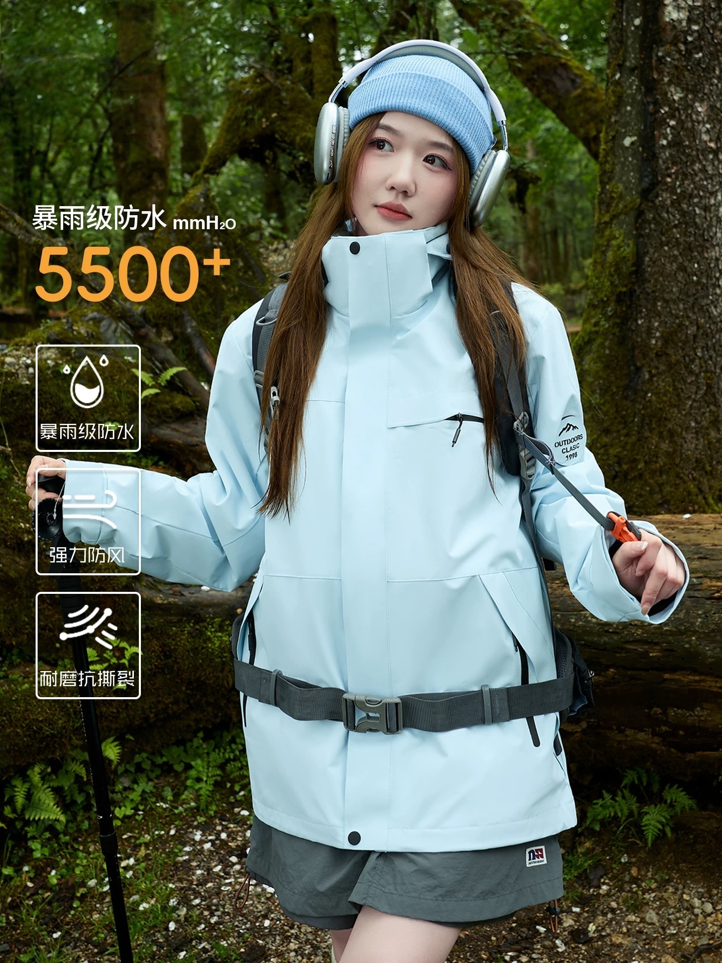 Luotuo Same Style Women's Three-In-One Detachable 2025 New Windproof Waterproof Warm Petite Mountaineering Jacket for Men