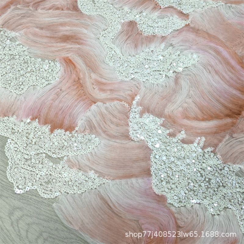 Cloud Whale High Luxury Wedding Dress Fabric Beads Sequin Disc Belt Three-in-One Embroidered Fabric Dinner Bag Fabric