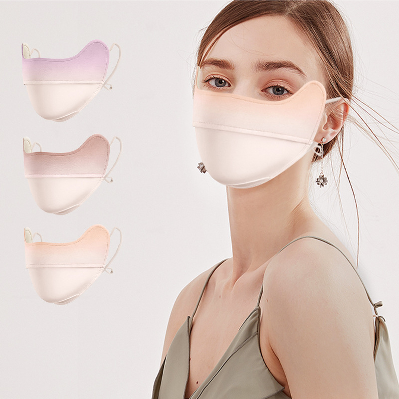 Gradient Blush Sun Mask Women's Three-Dimensional Eye Corner Anti-UV Cold Nylon Face Mask