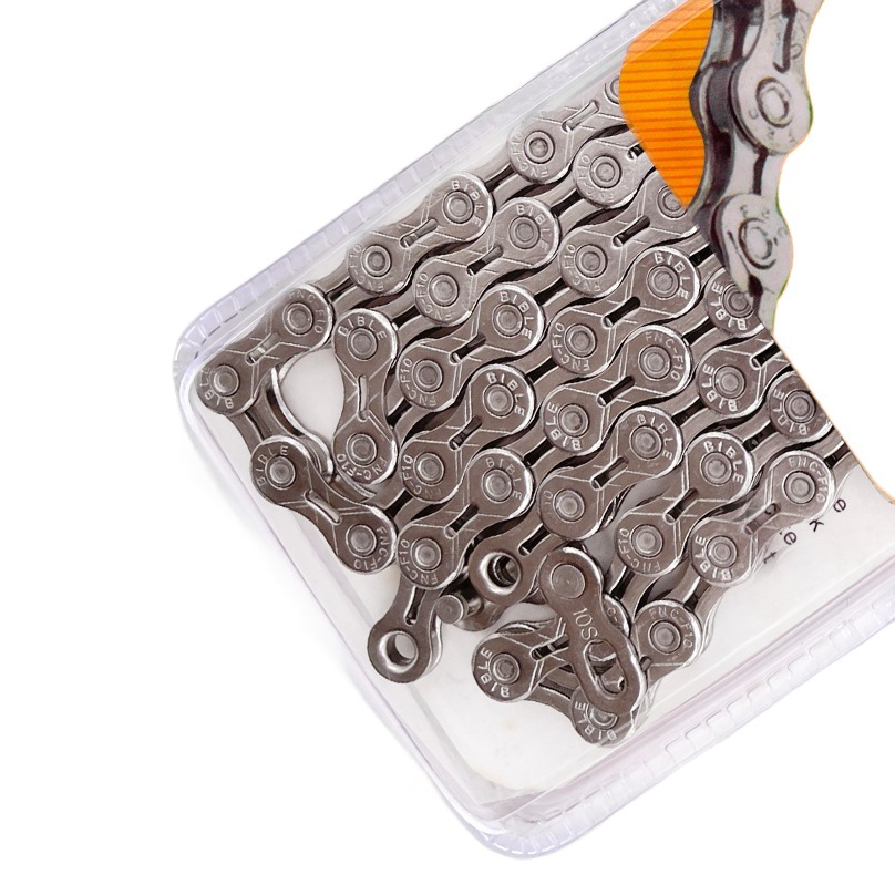 Mountain Bike Cut Out Chain 6/ 7/8/9/10/11S Bicycle Ultra-Light Transmission Chain 116 Sections with Magic Buckle