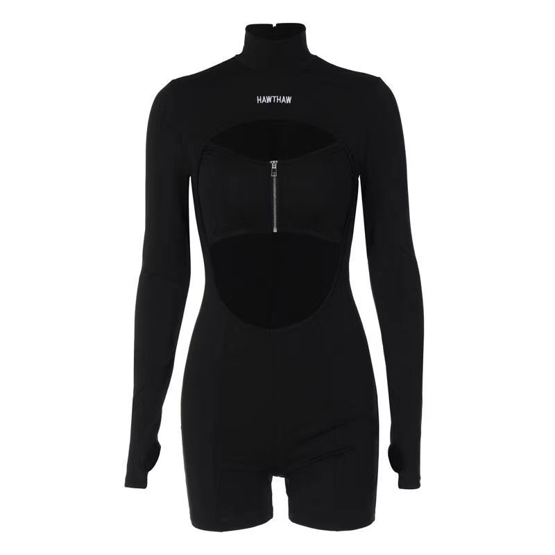 Picture of European and American women's clothing 2024 spring and summer new sexy hollow zipper round neck long sleeve jumpsuit women's cross-border wholesale foreign trade