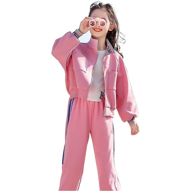 Girls' Spring and Autumn Suit 2024 New Girls' Spring and Autumn Style Sports Jackets for Middle and Large Children Korean Style Autumn Pants