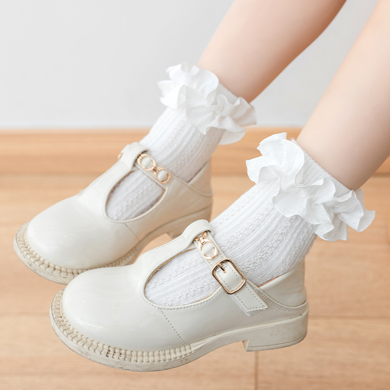 Picture of Girls Lace Socks Stylish Korean Style Children's Socks Trendy ins Fashion Lace Baby Princess Socks White Dance Socks