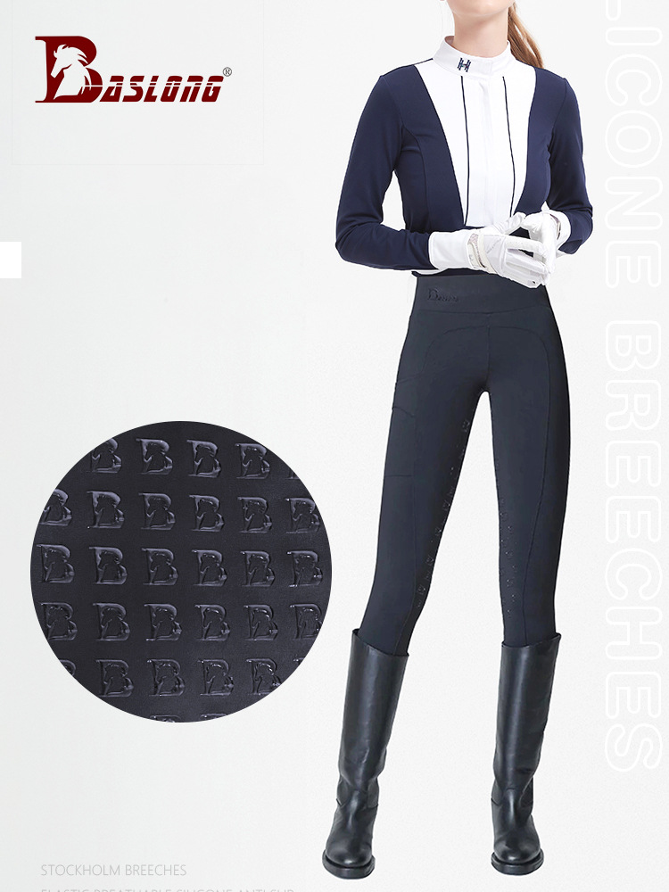 Baslong Equestrian Sports Women's Breeches Silicone Non-Slip Breathable Wear-Resistant Children's Riding Pants High Waist Breathable