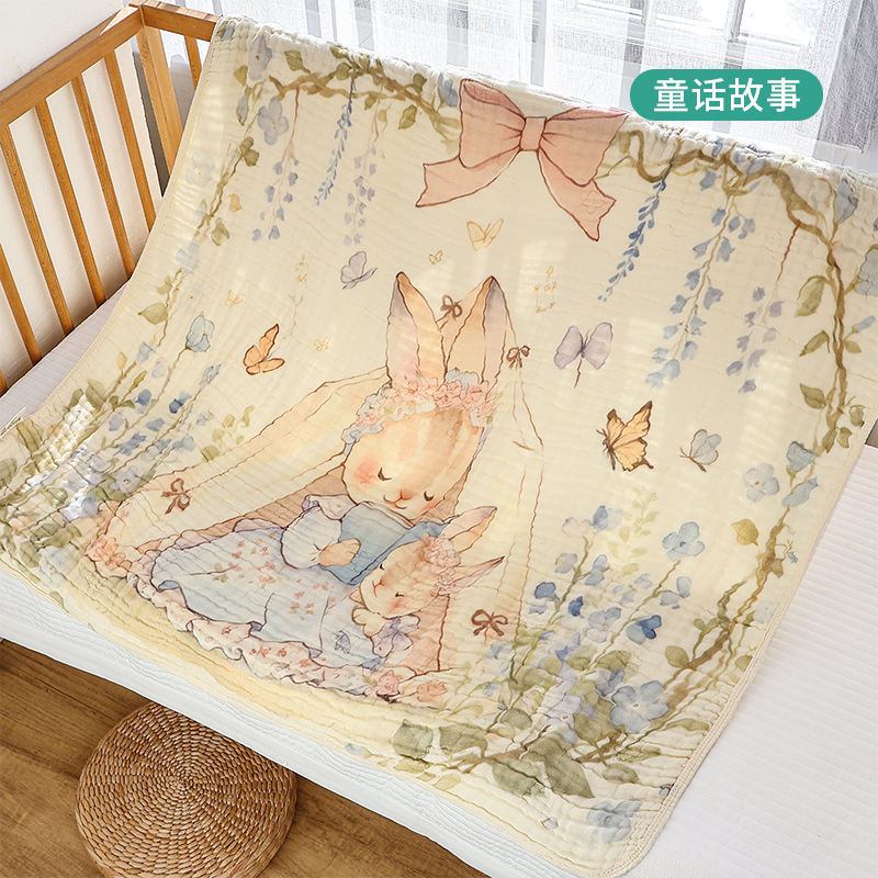 Picture of Baby Bath Towel Bamboo Cotton Pinch Gauze Baby Wrap Towel Newborn Bath Towel Large Size Soft Absorbent Four Seasons Universal