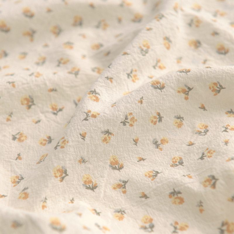 Mori Orange Floret Wash Cotton and Hemp Fabric dress Shirt Children's Clothing Baby Clothes Clothing Curtain Handmade Fabric
