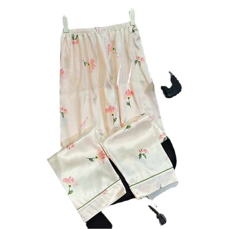 Cross-Border Casual Pajamas for Women Spring and Summer New Temperament Long-Sleeved Home Clothes Summer Suit Flat Real Shot Wholesale