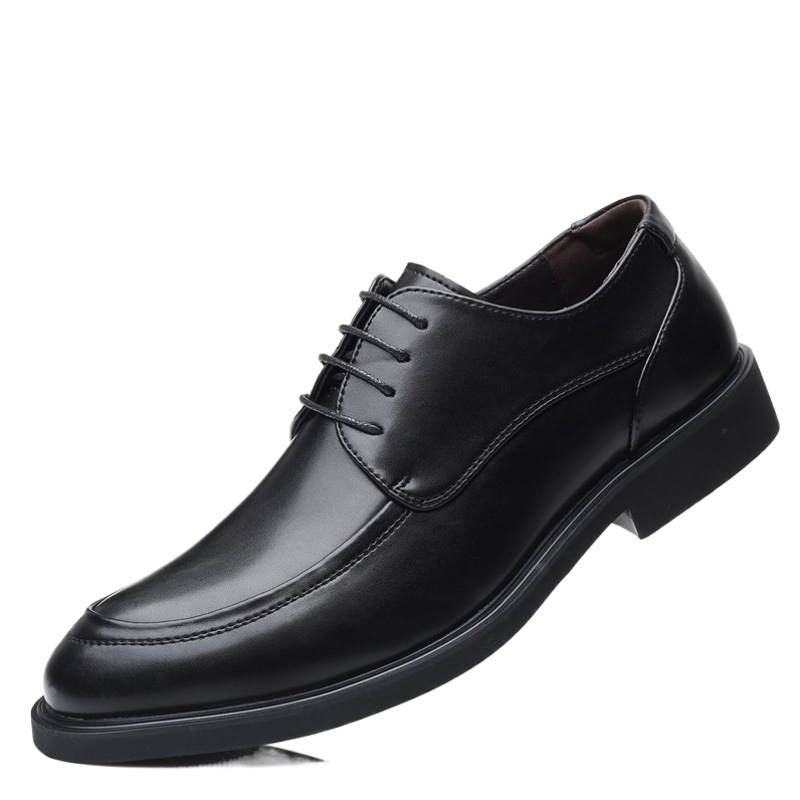 Spring new fashion business formal leather shoes small round toe casual men's shoes lace-up shoes wedding shoes retro Derby shoes