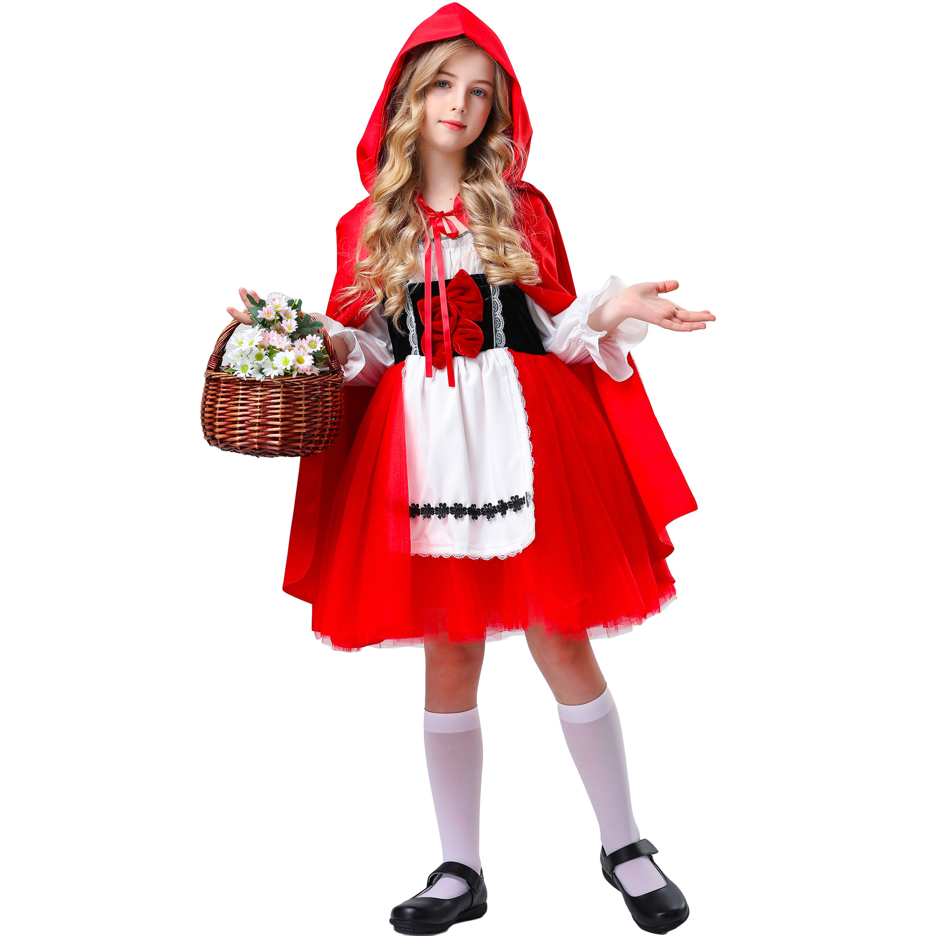 S-XL Halloween Child Little Red Riding Hood Costume COS Suit