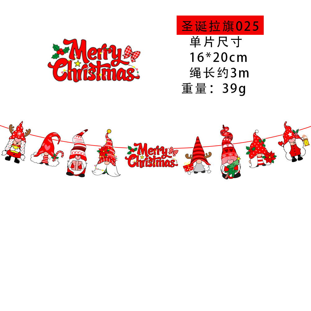 Picture of Christmas Decorations Christmas Pull Flag Hanging Flag Holiday Banner Party Decoration Paper Cartoon Christmas Pull Flower String Flag