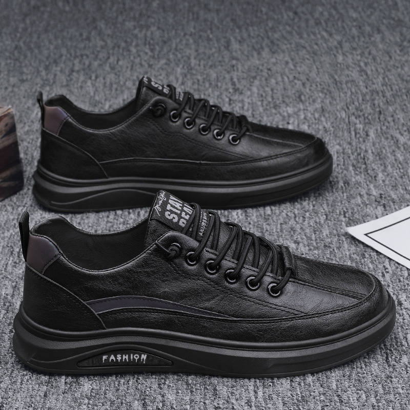 Summer Men's Shoes 2025 New Spring and Autumn Sports Casual Leather Shoes Men's Sneakers Black Waterproof Chef Work Shoes Breathable