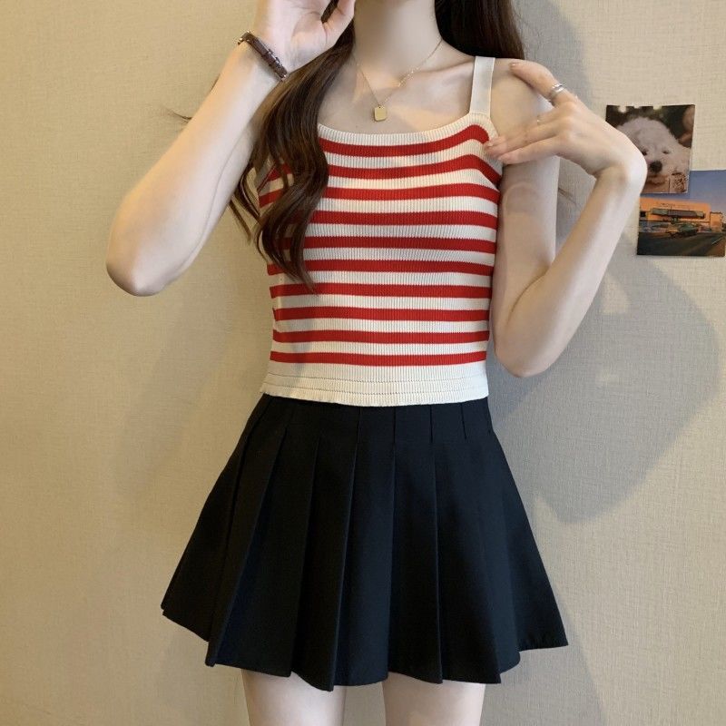 Picture of French Striped Knitted Camisole Women's Summer Outer Wear 2025 New Slim-fit Sleeveless Inner Base Spice Girl Top