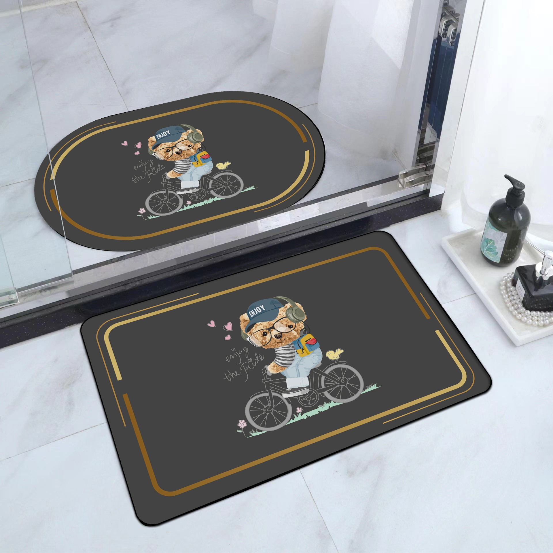 Picture of A generation of hair bathroom non-slip mat entrance entrance absorbent mat cross-border household bathroom printing mat