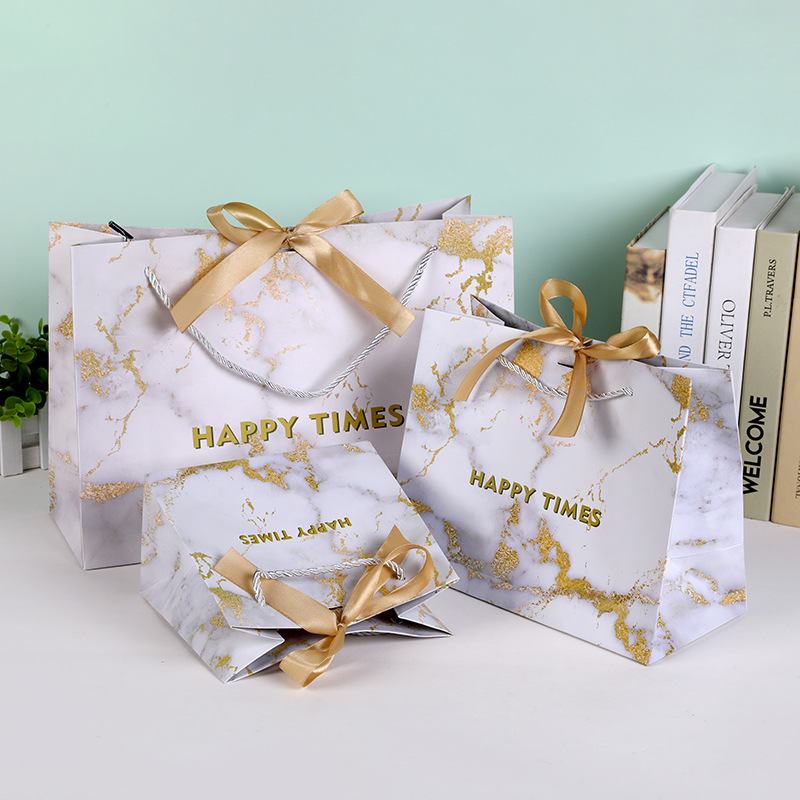 Ins Style Gift Bag Marble Pattern Wedding Candy Bag Clothing Store Satchel Paper Bag Wedding Shopping Bag Wedding Gift Bag