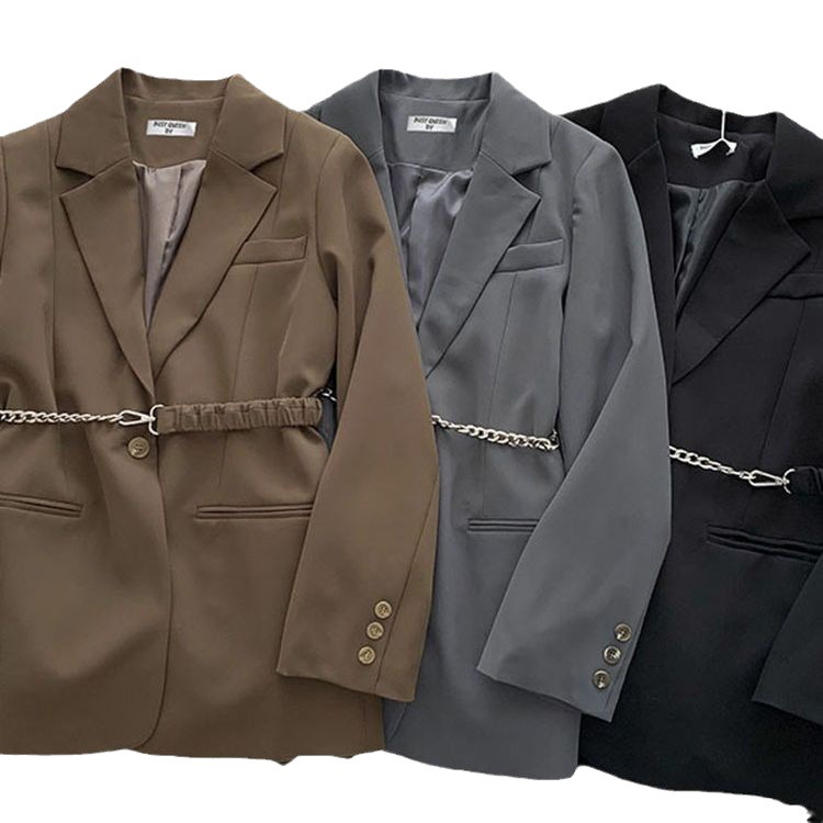 Picture of Children's suit Spring and Autumn new women's twill cotton waist-tight suit jacket long-sleeved jacket small suit belt delivery