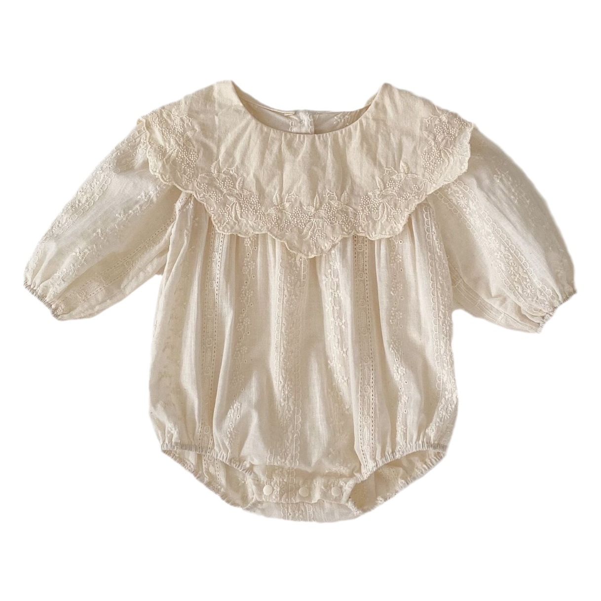 2025 Spring and Autumn Baby Clothes Fashionable Flower Embroidery Harness Baby Girl Large Lapel Long Sleeve Bag Fart Clothes Sisters Skirt