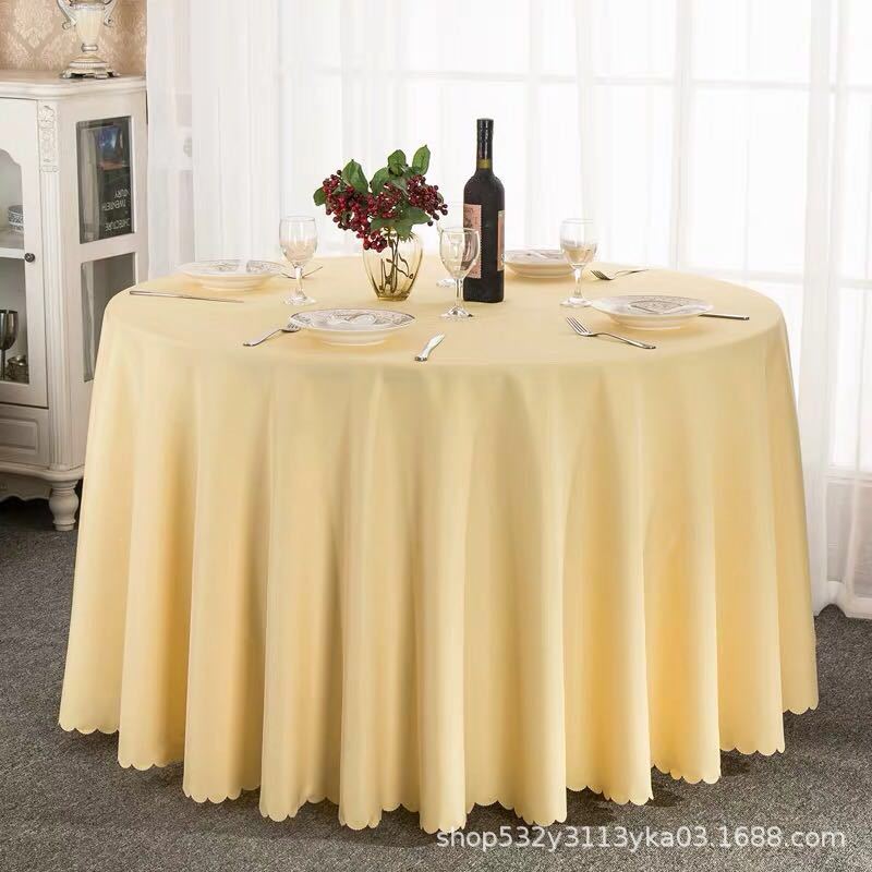 Picture of Large Round Table Restaurant Tablecloth Hotel Restaurant Banquet Family Usable Round Wedding European Tablecloth Table Cover Cross-Border