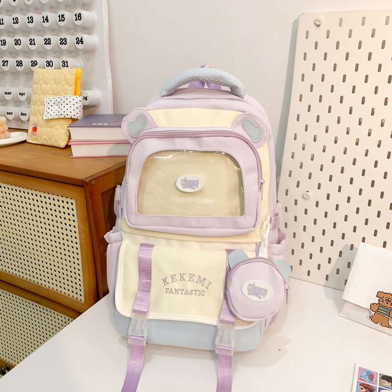 Picture of High Yan Value Ins Style Schoolbag Junior High School Girl's Backpack High School Student's Large Capacity Cute Pain Bag Dopamine Backpack