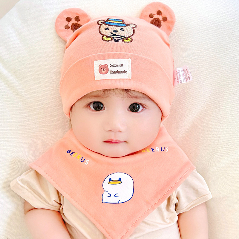 Picture of Katu Bear Infant Hat Spring & Fall 3-6-12 Months Male and Female Baby Pullover Hat Cotton 100-Day Sleeping Hat