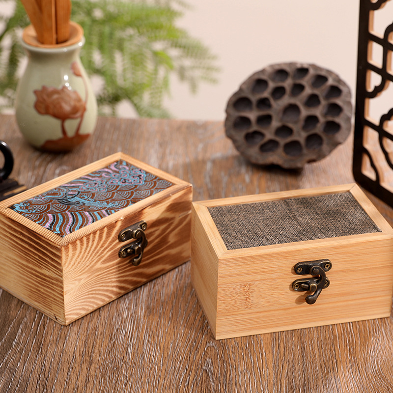 Picture of Solid Wood Flip Tea Cup Box Light Luxury Wooden Tea Set Gift Box Tea Cup Teapot Packaging Wooden Box Storage Box