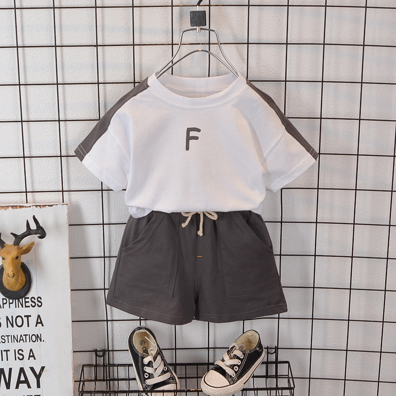 Picture of Boys' Summer Wear suit 2023 New Children's Korean-style Letter Short-sleeved Western-style Shorts Baby's Casual Children's Wear T-shirt