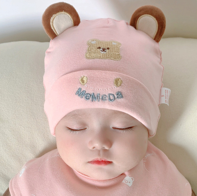 Picture of Katu Bear Infant Hat Spring & Fall 3-6-12 Months Male and Female Baby Pullover Hat Cotton 100-Day Sleeping Hat
