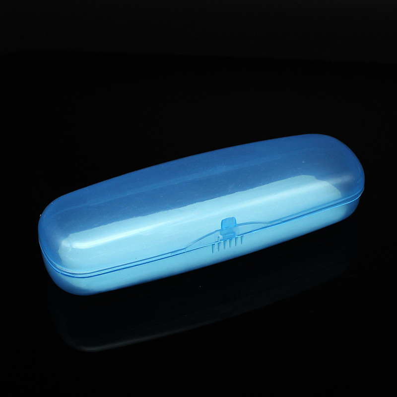 Picture of New Translucent Plastic Glasses Case Blue Transparent Reading Glasses Case Lightweight Pvc Hard Plastic Box Snap-On Storage