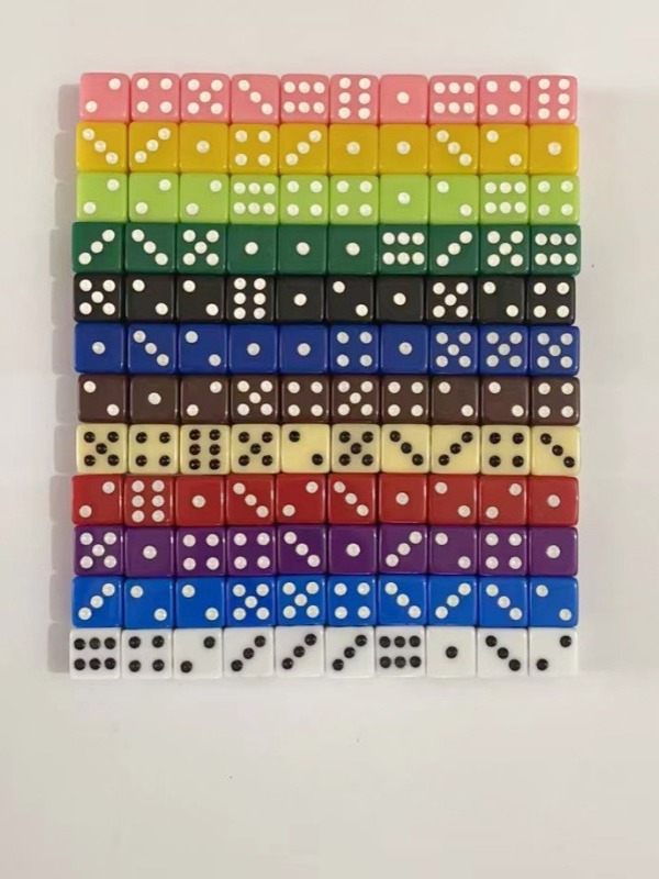 Wholesale High Quality Colorful Solid Color Acrylic Dice Bar KTV Entertainment Color Dice 12mm Right Angle Dice