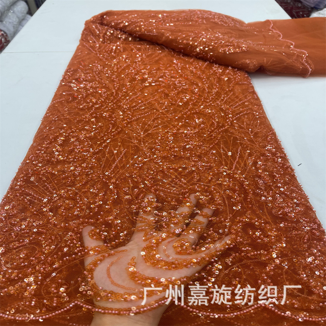 Picture of 2024 Dai clothing new lace totem beads sequins mesh embroidery fabric African lace