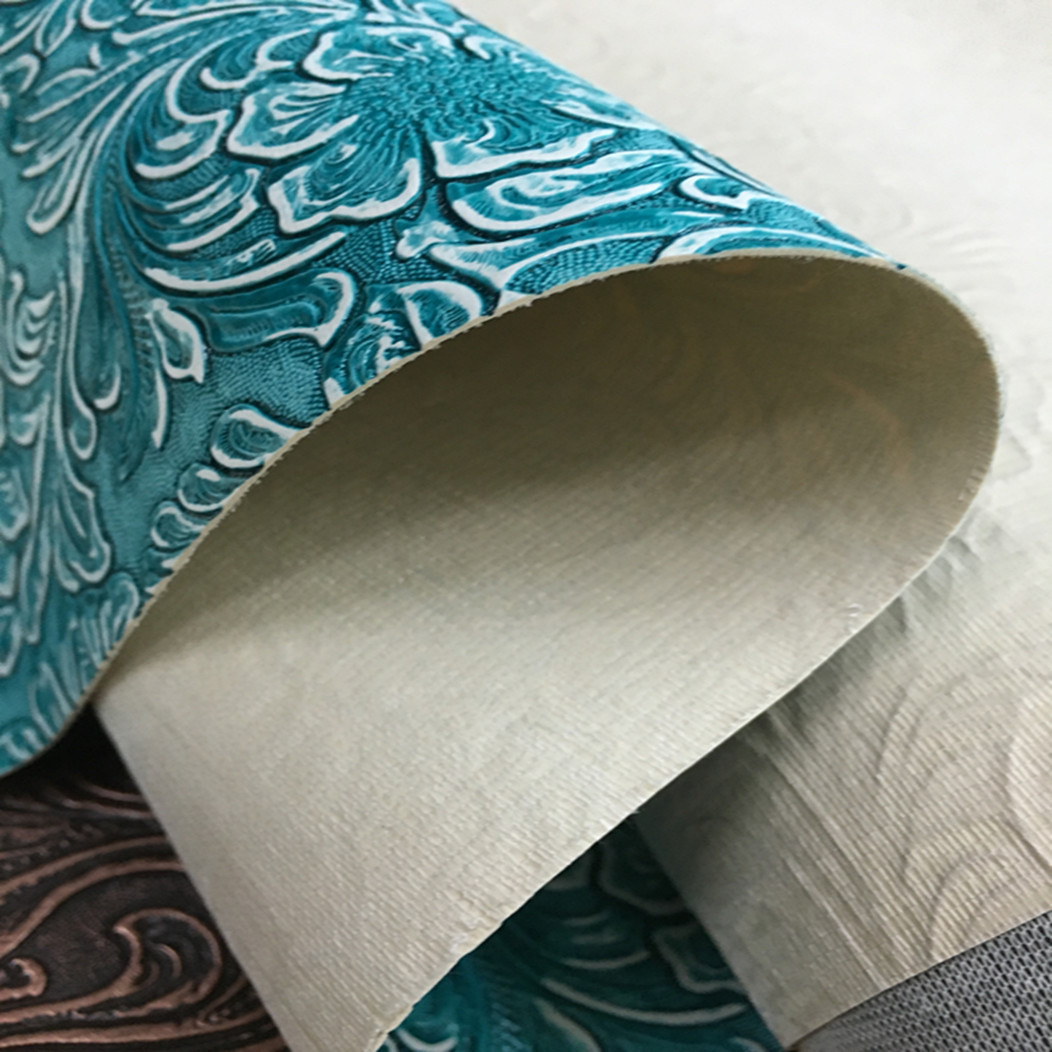 Blue sky Xincheng leather hotel leather fabric retro simulation phoenix tail pattern PVC decorative leather manufacturers wholesale