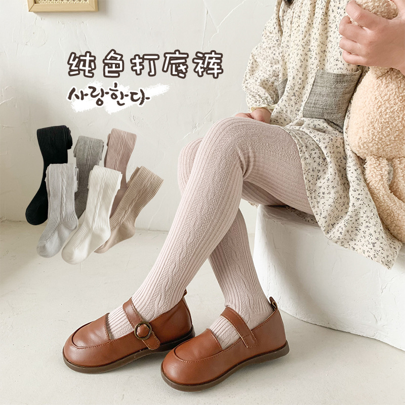 Picture of Children's Pantyhose Baby Spring and Autumn Baby Leggings Solid Color Twist Striped Body Stockings Girls Leggings Wholesale