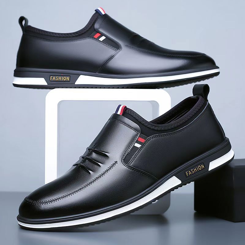 Men's business leather shoes, casual trendy shoes, 2025 four-season fashion foreign trade beanie shoes, one-foot slip-on shoes wholesale