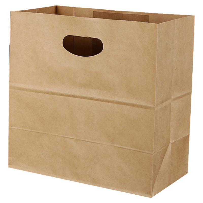 Picture of Kraft paper handbag take-out packing bag clothes shopping gift packaging buckle hand paper bag printing die cutting customization