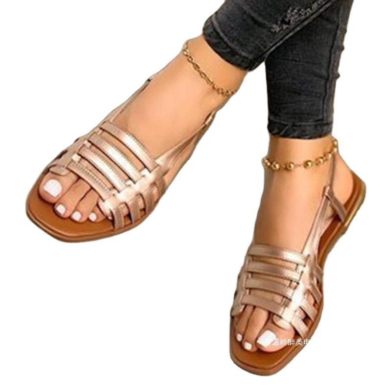 wish foreign trade New 2023 Summer flat round toe cross-border casual sandals for women plus size 40-43Sandals