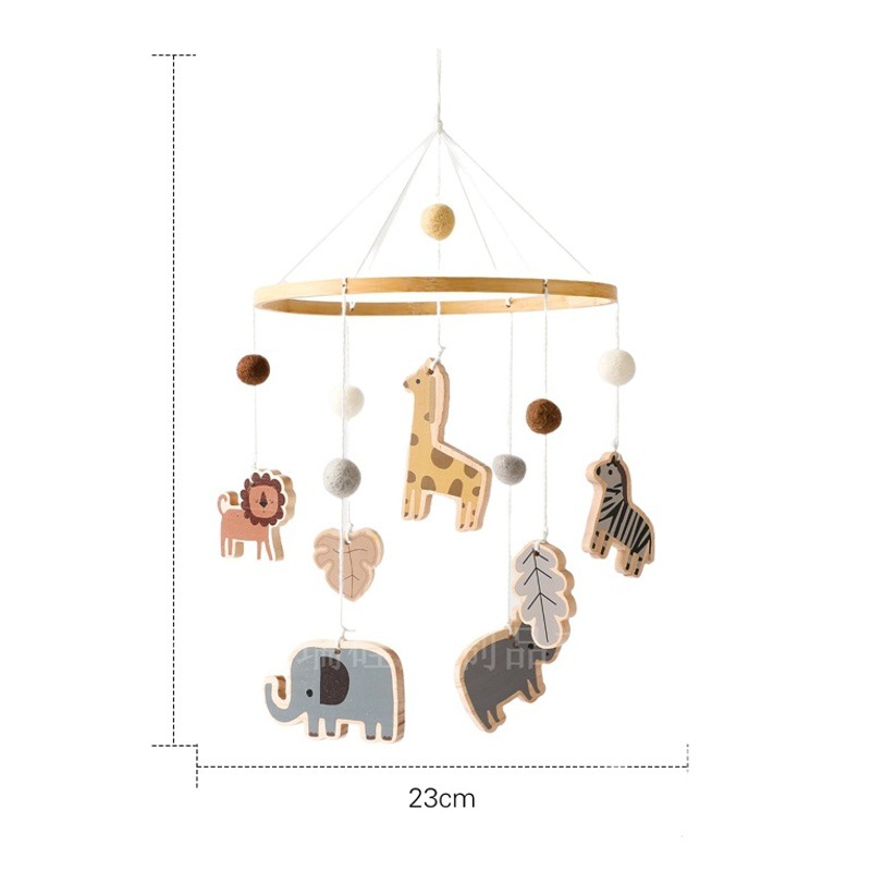 Nordic Style Forest Animal Bed Bell Ins Handmade Soothing Wind Bell Pendant Baby Bed Wooden Decorative Pendant