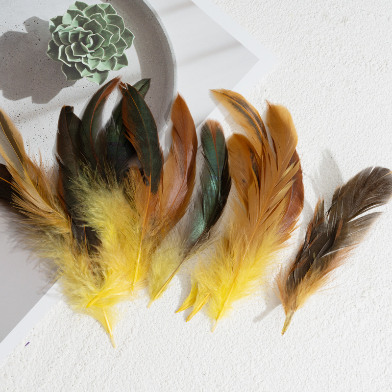 Picture of 50pcs/set of feathers wholesale colorful 10-15 rooster tail feathers real chicken feather DIY shuttlecock handmade material