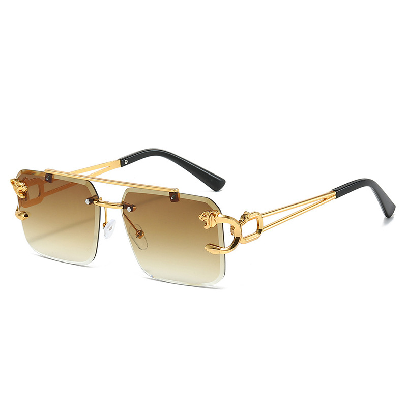 Picture of 2023 new trendy frameless leopard head sunglasses UV protection handsome high-end fashion driving sunglasses