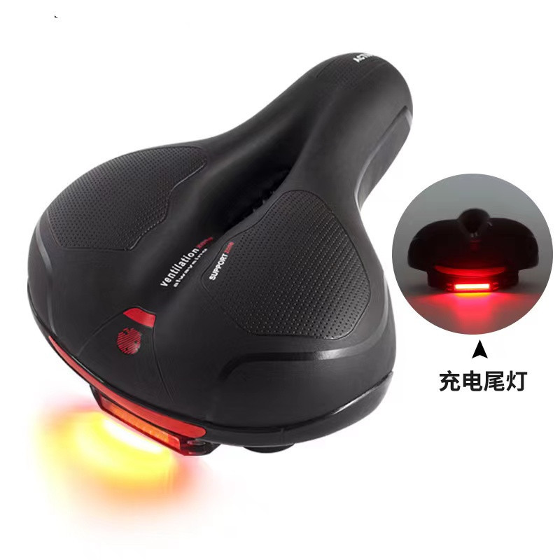 Cross-border mountain bike saddle middle hole cushion with USB rechargeable tail light bicycle shock-absorbing ball with tail light car seat