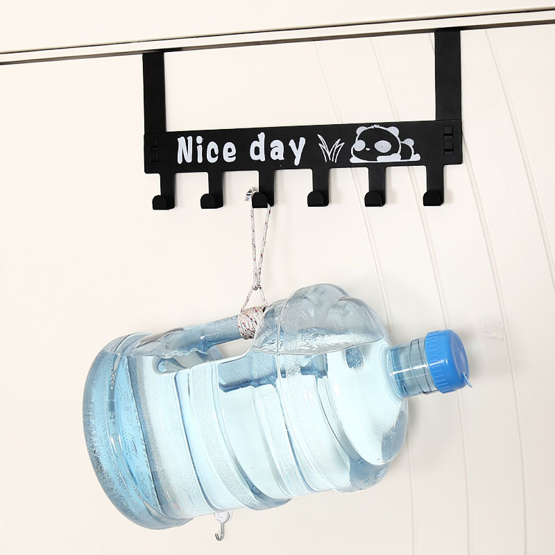 2025 Little Bear Door Hook Iron Art Clothes Rack with Six Hooks, Nail-Free, No-Trace Door Back Storage Rack