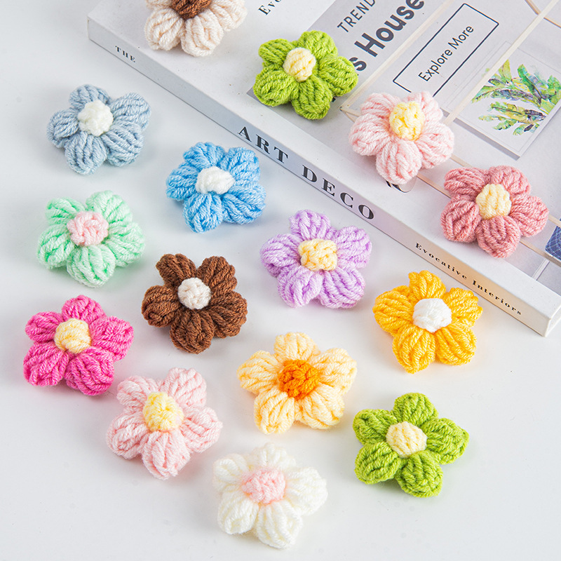 Picture of DIY Hand-Woven Wool Flowers Milk Cotton Crocheted Puff Flowers Ready-Made Clothing Accessories Accessories Manufacturer Wholesale
