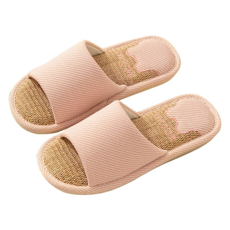 Linen Slippers Men's Indoor Home Household Cotton and Linen Couples Anti-Slip Anti-Odor Floor Slippers Home Shoes Women's Soft Soles