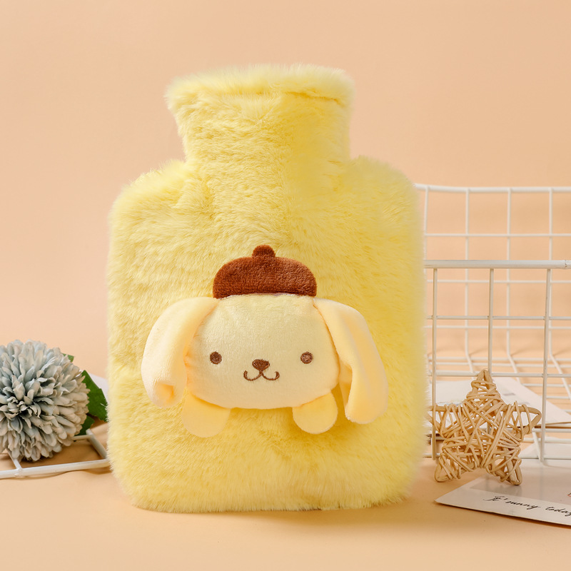 Picture of Rabbit Fur Hand Warmer Bag Filled with Water Hot Water Bottle Cartoon Plush Hand Warmer Hand Warmer Removable and Washable Hot Water Bag Thickeneded Explosion-Proof