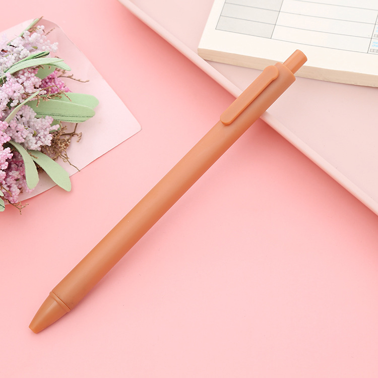 Picture of Morandi push gel pen 0.5mm bullet macaron press pen vintage office stationery signature pen