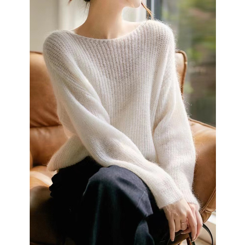 Factory New Autum Korean Style Soft Waxy Sweater Loose Lazy Style Round Neck Pullover Knitted Sun Protection Air-Conditioning Shirt Top