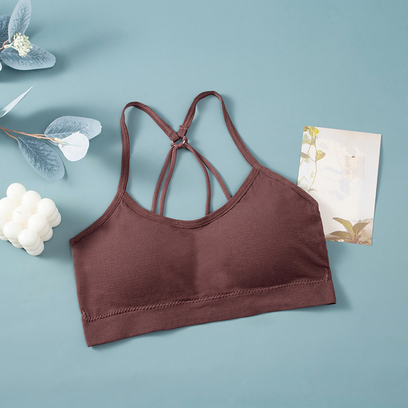 Picture of New Parachute Cross Tube Top Backless Beautiful Back Strap Underwear with Chest Pad Anti-running Sports Girl Bra for Women