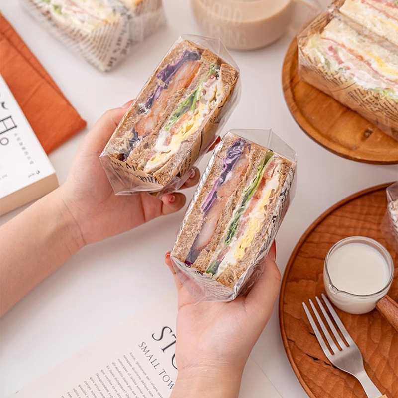 Sandwich Transparent Packaging Bag Food Grade Plastic Baking Toast Bread Bag Heatable Sandwich Packing Bag Batch
